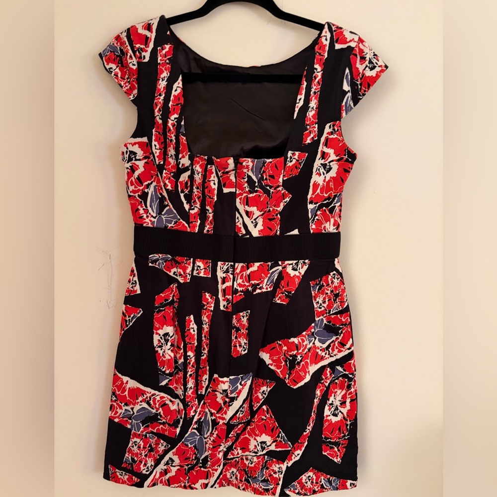 French Connection Red And Black Patterned Mini Dr… - image 2